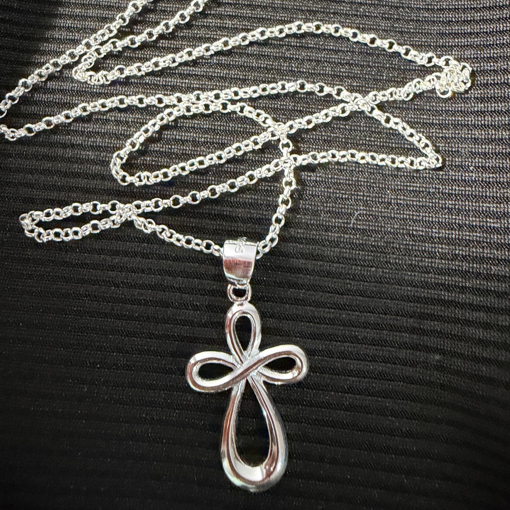 Cross infinity necklace 18”